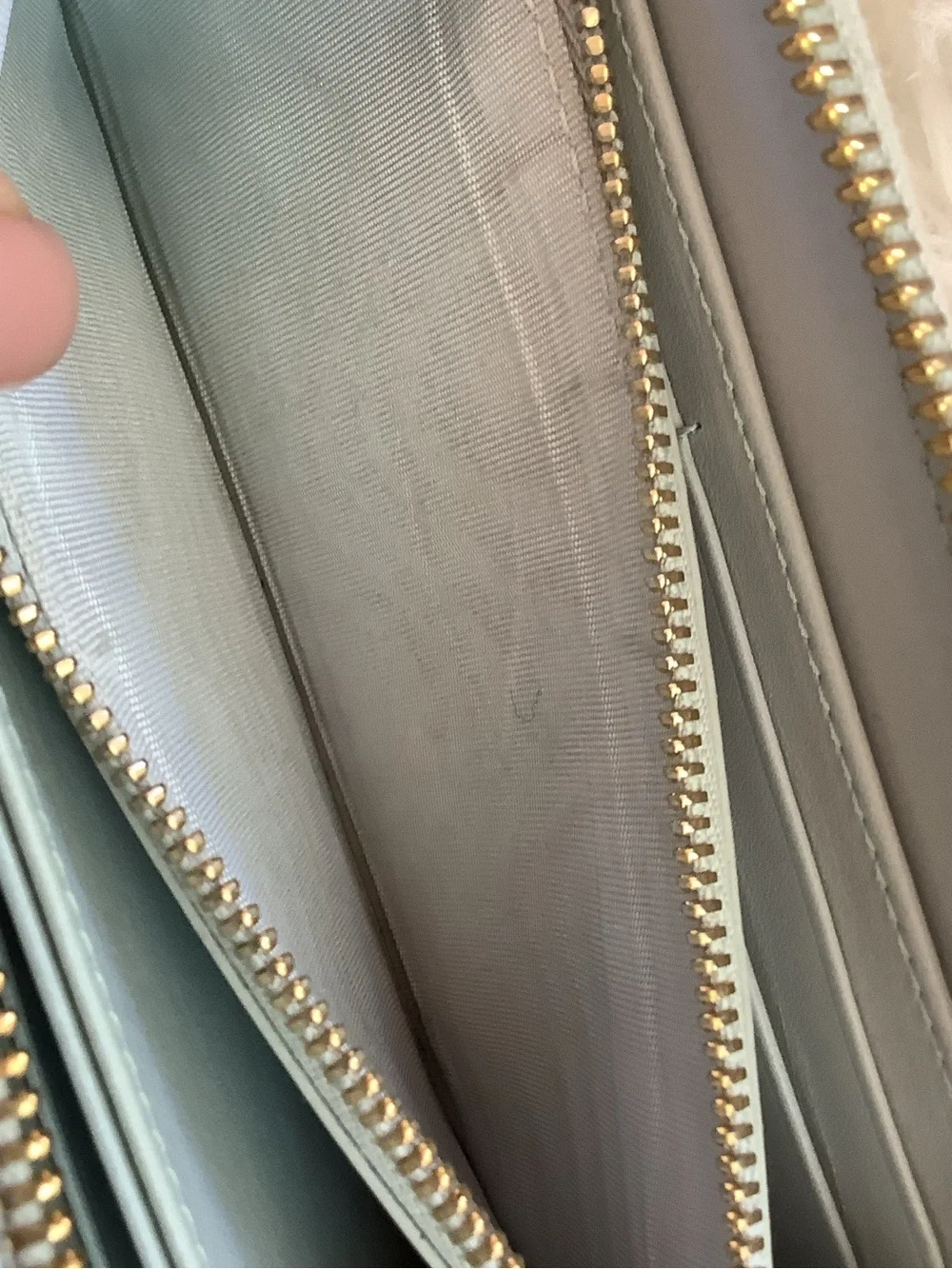 Christian Dior Voyageur wallet made of sage green patent leather